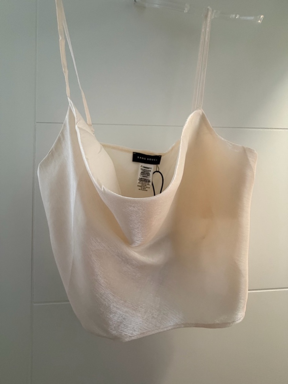 Sans Souci Ivory Satin Cowl Neck Camisole